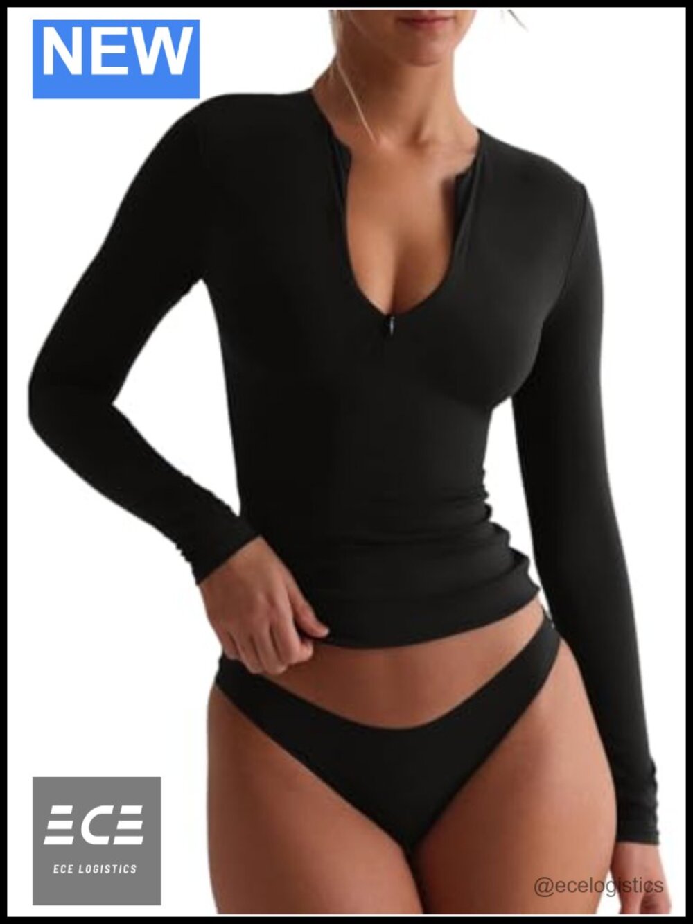 REORIA Quarter Zip V Neck Long Sleeve Crop Top Women Y2k Going Out